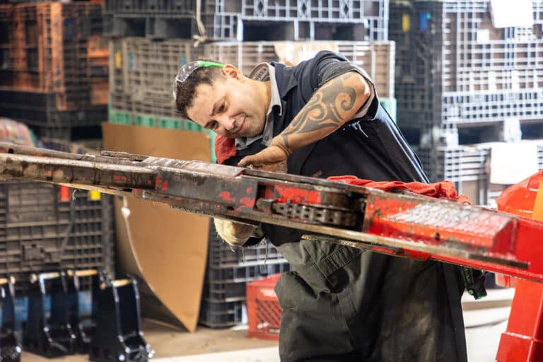 Recovery worker working on equipment